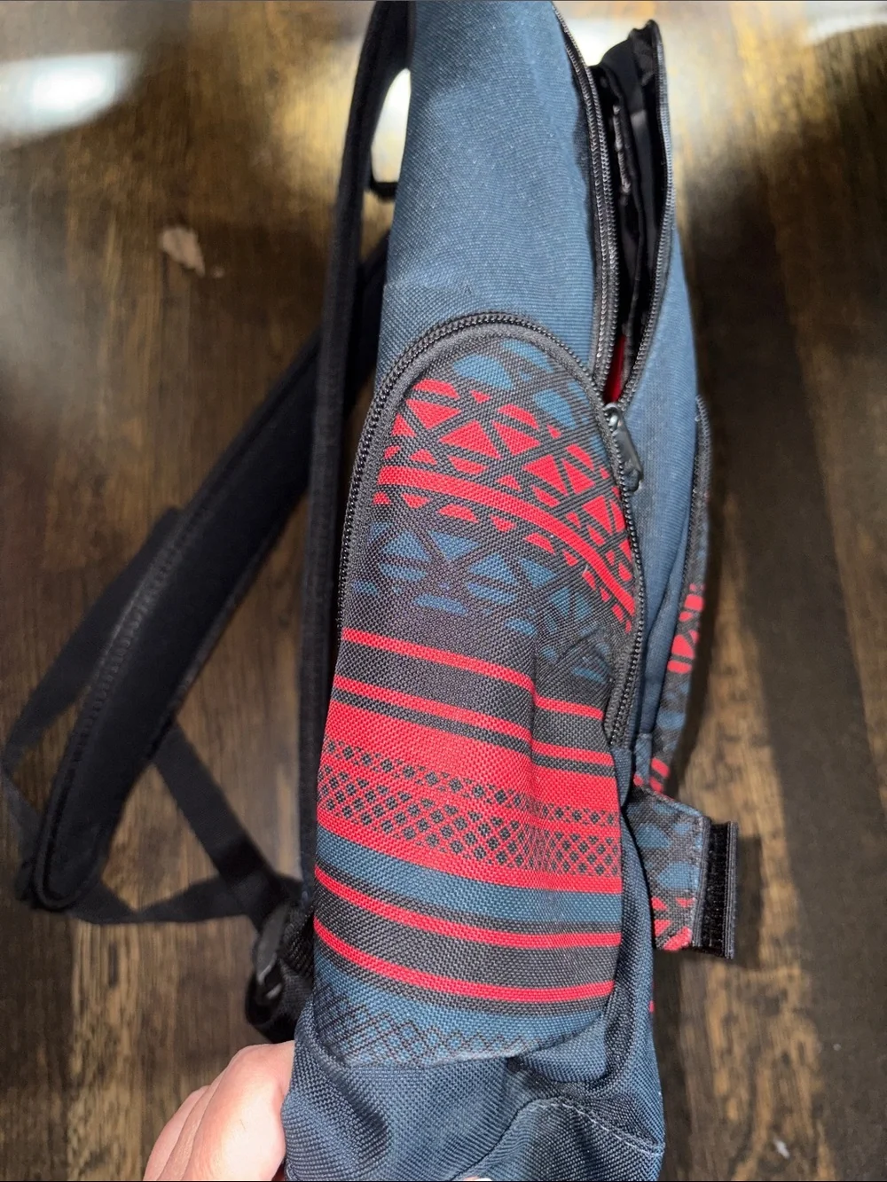 Men's Black & Red Patterned Backpack - Casual Daypack